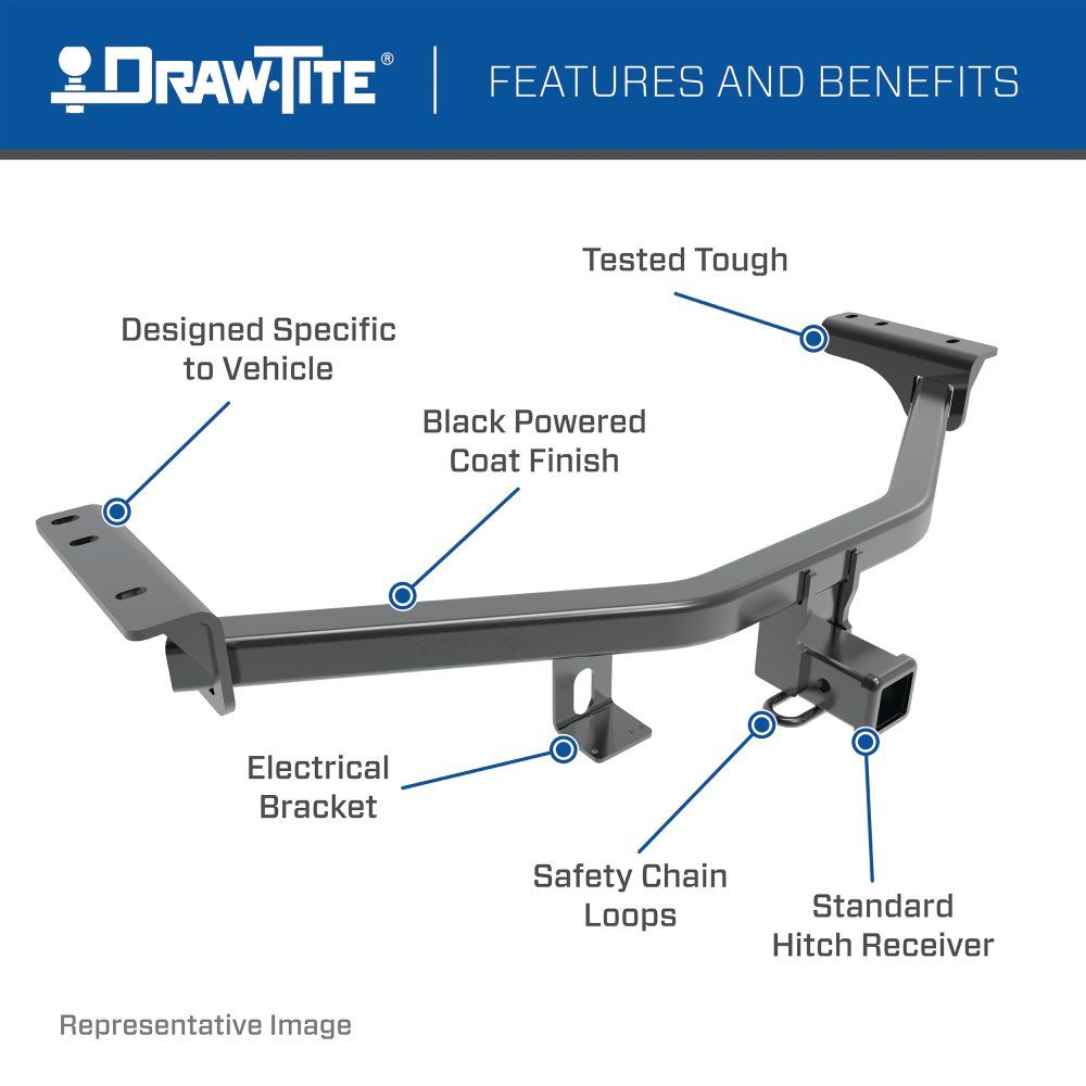 Draw Tite® • 76637 • Max-Frame® • Trailer Hitches • Class III 2" (5,000 lbs lbs GTW/500 lbs lbs TW) • Ram ProMaster 1500/2500/3500 14-23