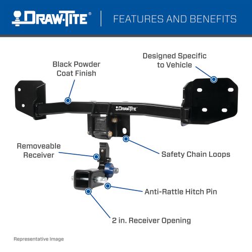 Draw Tite® • 76902 • Hidden Hitch® • Trailer Hitch Class III • Class III 2" (350 Lbs lbs GTW/3500 Lbs lbs TW)