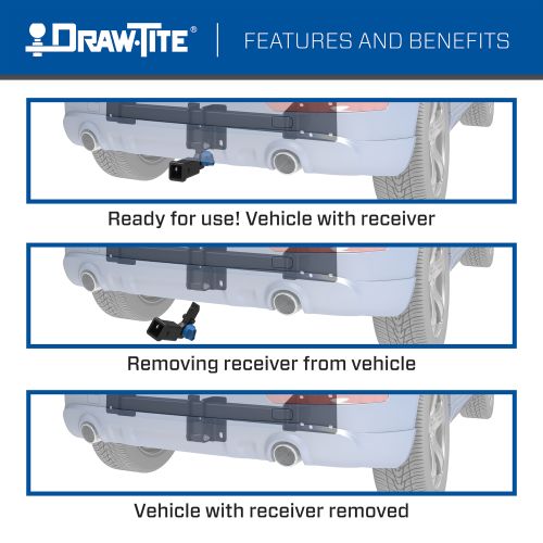 Draw Tite® • 76903 • Hidden Hitch® • Trailer Hitch Class III • Class III 2" (350 Lbs lbs GTW/3500 Lbs lbs TW)