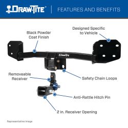 Draw Tite® • 76907 • Hidden Hitch® • Trailer Hitch Class III • Class III 2" (3500 Lbs lbs GTW/350 Lbs lbs TW) • Subaru Outback Wagon, Except Sport 10-19