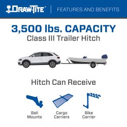 Draw Tite® • 76908 • Hidden Hitch® • Trailer Hitch Class III • Class III 2" (3500 Lbs lbs GTW/350 Lbs lbs TW) • BMW X5 Except M Sport Package19-22