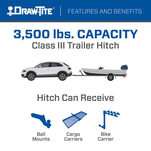 Draw Tite® • 76924 • Hidden Hitch® • Trailer Hitch Class III • Class III 2" (350 Lbs lbs GTW/3500 Lbs lbs TW)