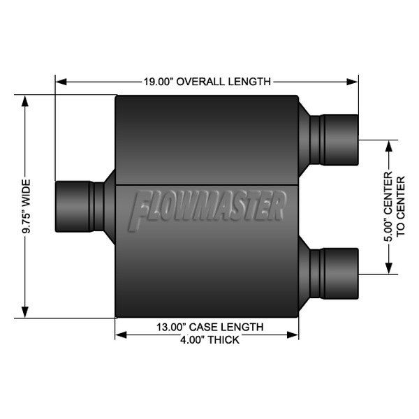 Flowmaster 842515 - Super 10 Series Delta Flow™ 409 SS Oval Black Exhaust Muffler (2.5" Center ID, 2.5" Center OD, 6.5" Length)