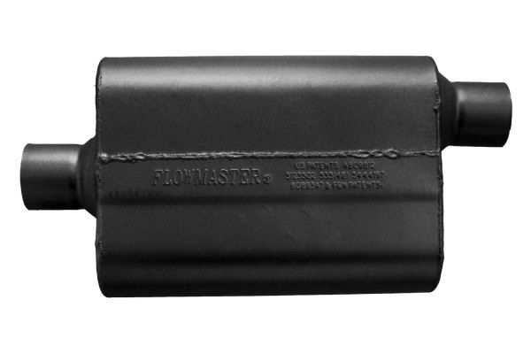 Flowmaster 942542 - 40 Series Delta Flow™ Aluminized Steel Oval Black Exhaust Muffler (2.5" Center ID, 2.5" Offset OD, 13" Length)