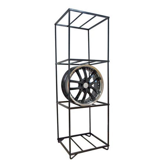 Black Finish, Display Rack - 4 Tier (3 Cubes High)