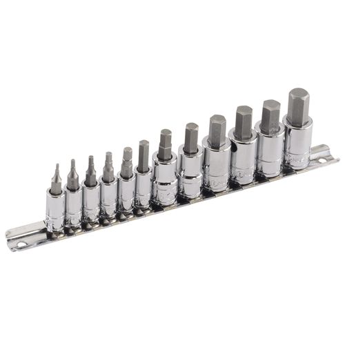 KIT BIT HEX SHORT 1/4"DR 12 PC