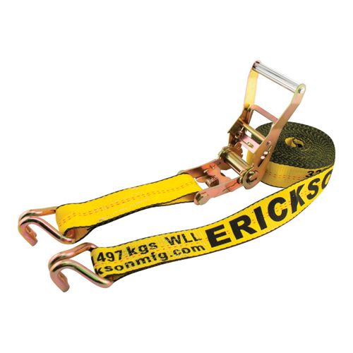 Erickson 78627 - Ratchet Strap with Double J-Hooks - 2"x27' - 10000 Lbs