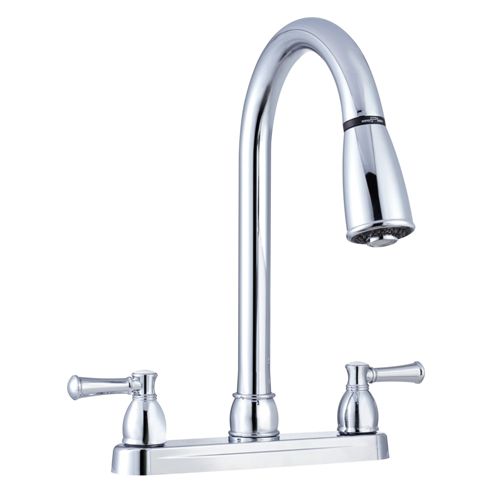 Dura Faucet DF-PK350L-CP - Dura Non-Metallic Dual Lever Pull-Down RV Kitchen Faucet - Chrome Polished