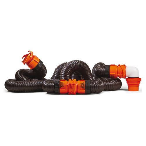 Camco 39741 - RhinoFLEX 20' Sewer Hose Kit w/4N1,Elbow, Caps - 20'