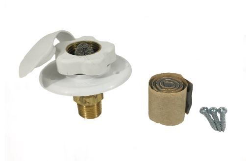 B&B Molders 94214 - Polar White Plastic Flush City Water Fill with 1/2" MPT Brass Check Valve