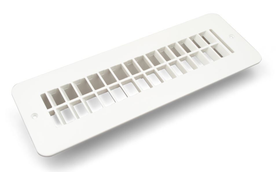 B&B Molders 94256 - Polar White 9-7/8" x 2-1/4" Floor Register without Damper