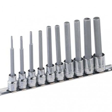 10PCS 3/8"DR MET.LONG.HEX BIT