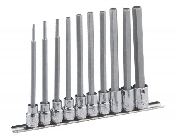 10PCS 3/8"DR SAE LONG HEX BIT