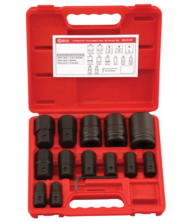 14 PCS 3/4"DR MET. HEX BIT SOC