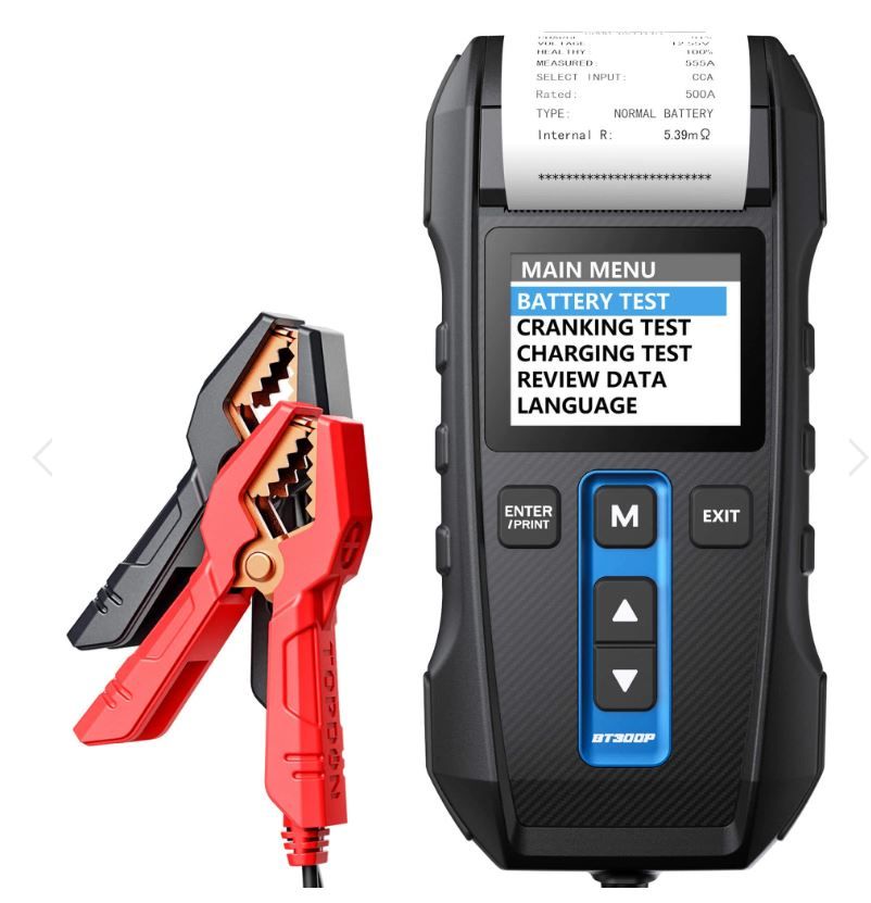 Topdon BT300P - 12V Lead-Acid Vehicle Battery Tester With a Built-in Printer