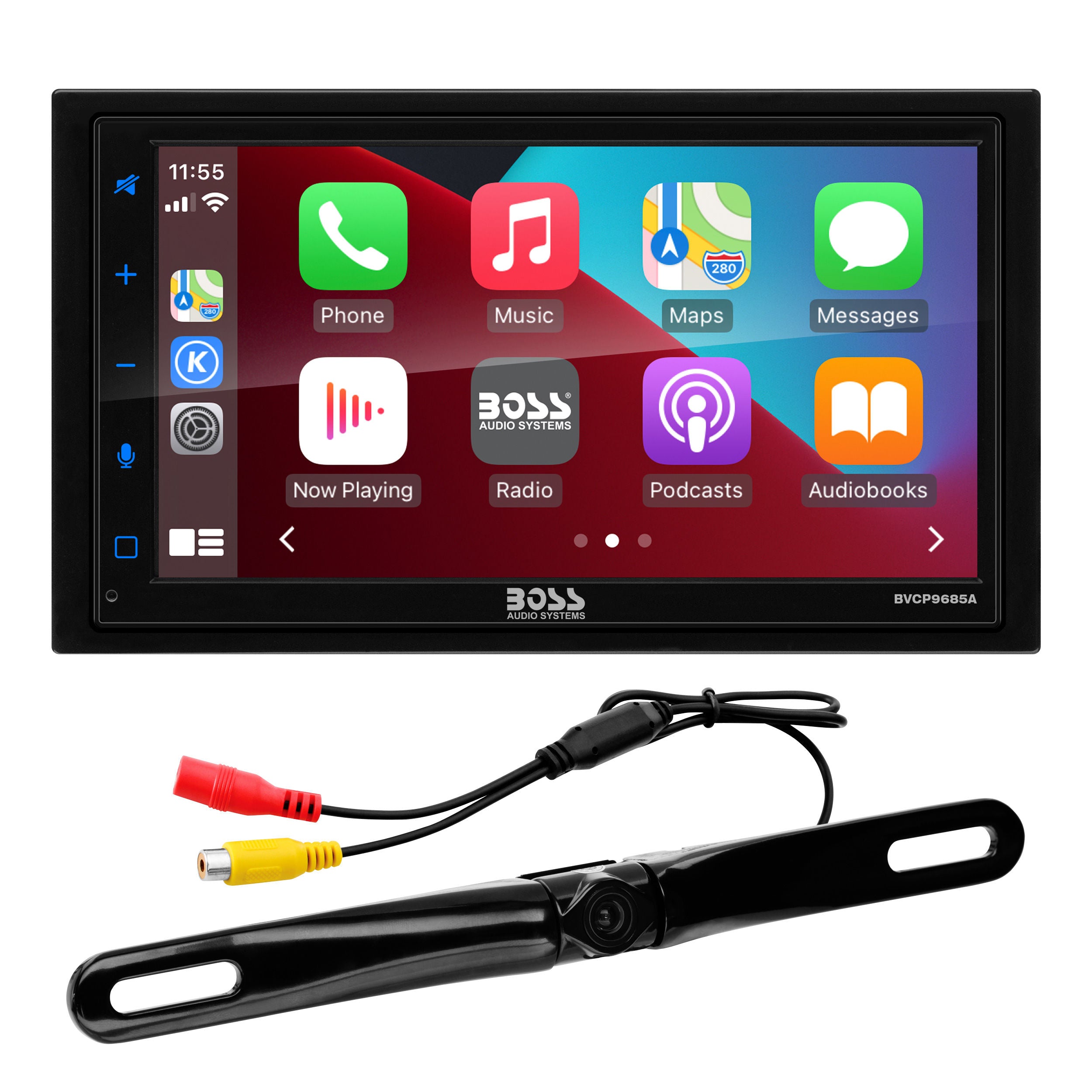 Boss BVCP9685A - Double-DIN, Apple CarPlay, Android Auto, MECH-LESS Multimedia Player (no CD/DVD) 6.75" Touchscreen Bluetooth