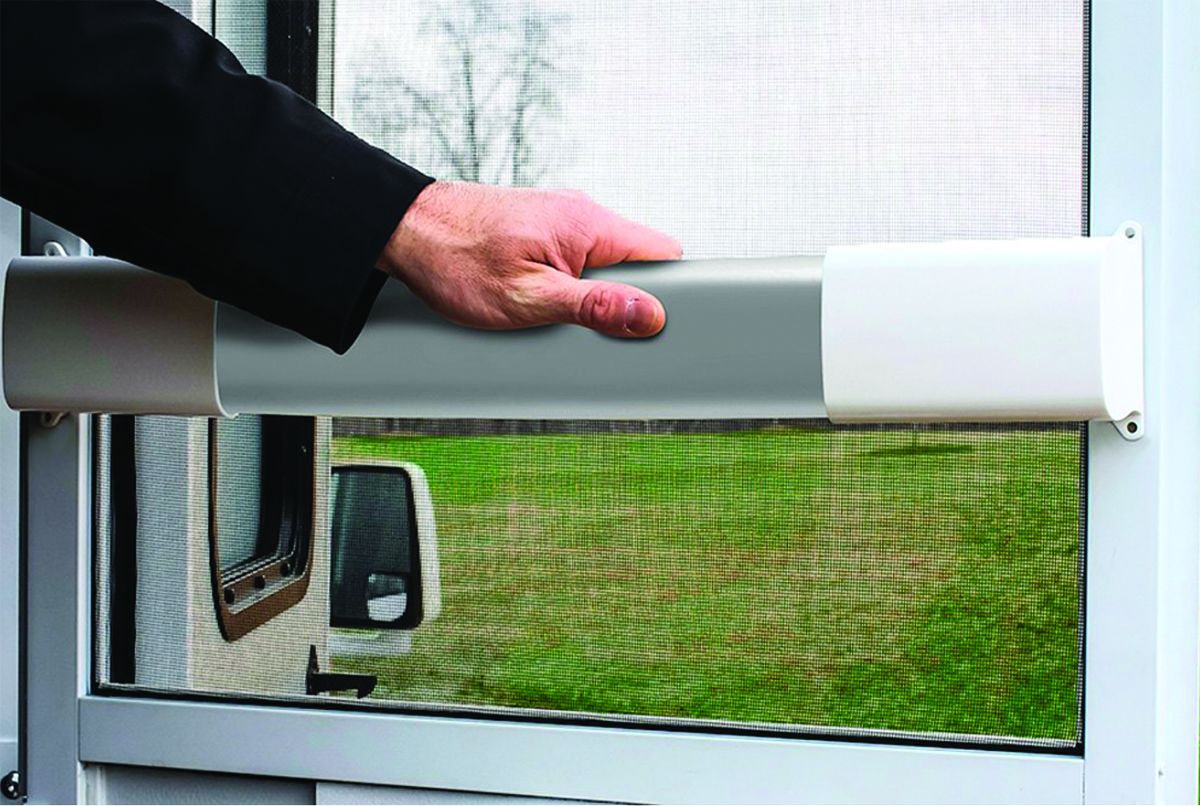 Camco 42189 RV Screen Door Cross Bar  - White, Deluxe (Wide Grip)