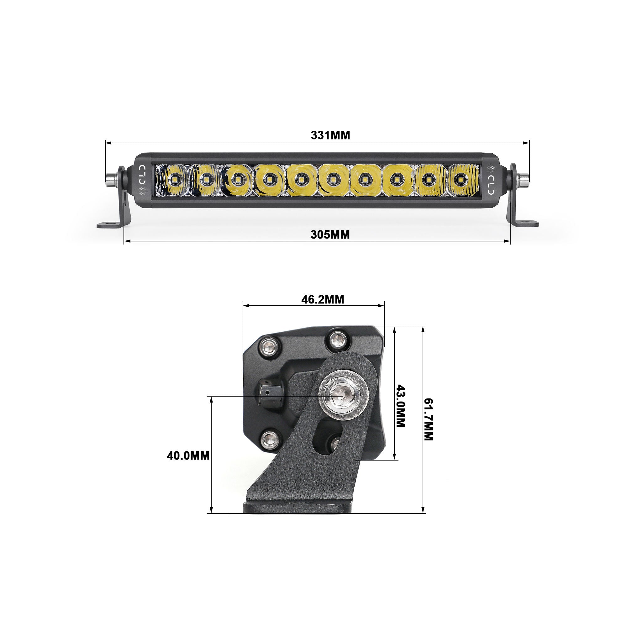 CLD CLDBAR12 - 12" Straight Single Row Spot/Flood Combo Beam LED Light Bar - 3220 Lumens