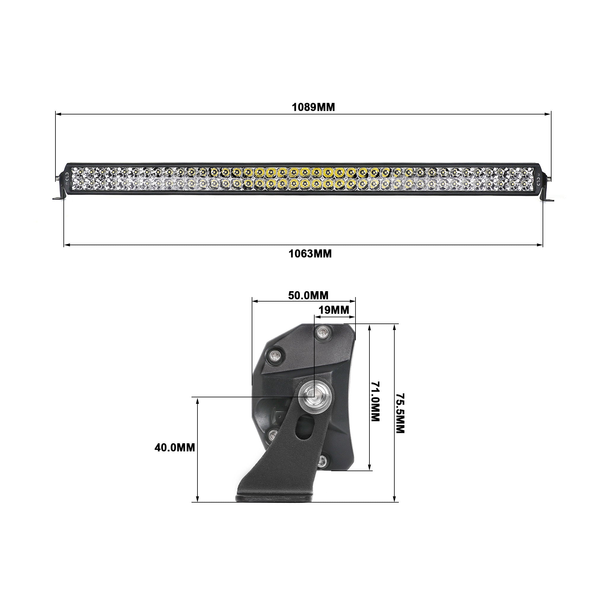 CLD CLDBAR40D - 40" Straight Dual Row Spot/Flood Combo Beam LED Light Bar - 15780 Lumens