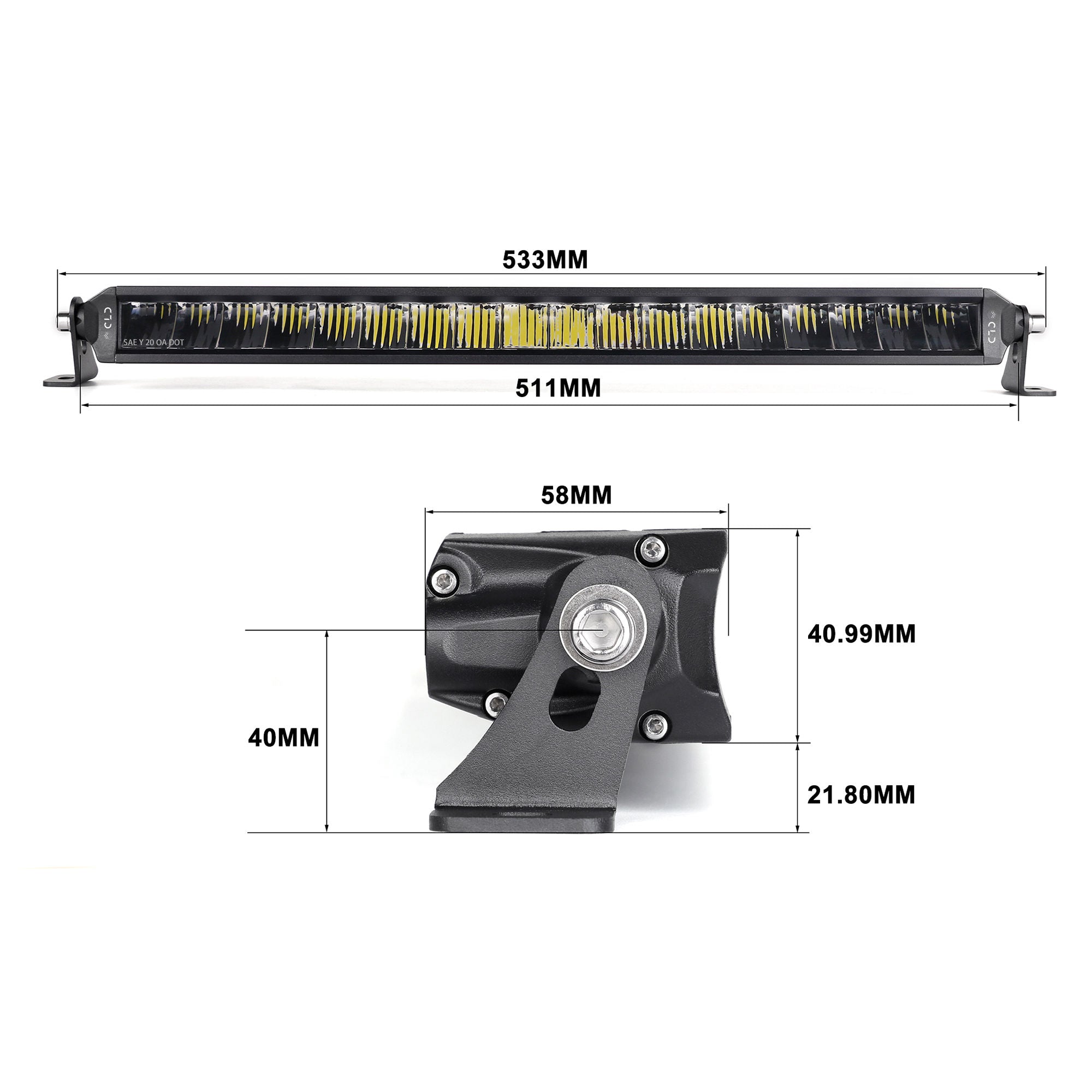 CLD CLDBARS20H - 20" Single Row Street Legal LED Light Bar - Auxiliary High Beam - 6898 Lumens