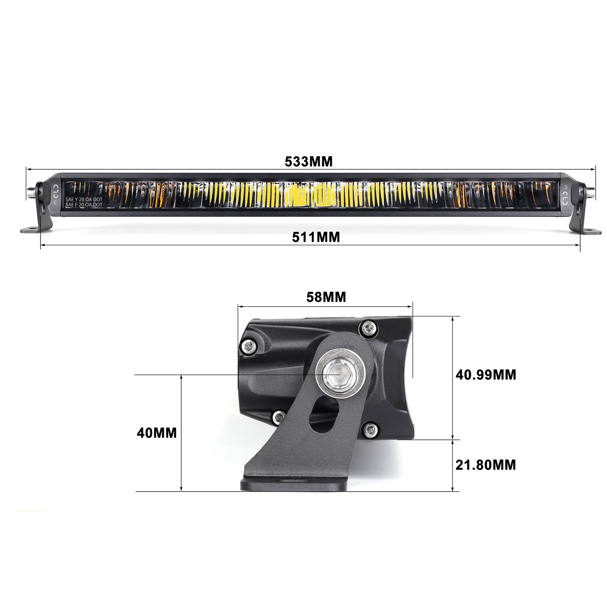 CLD CLDBARS20HFS - 20" Single Row Street Legal Multi-Function LED Light Bar - Aux. High Beam (3478LM) + Fog (1430LM) + Strobe (680 LM)