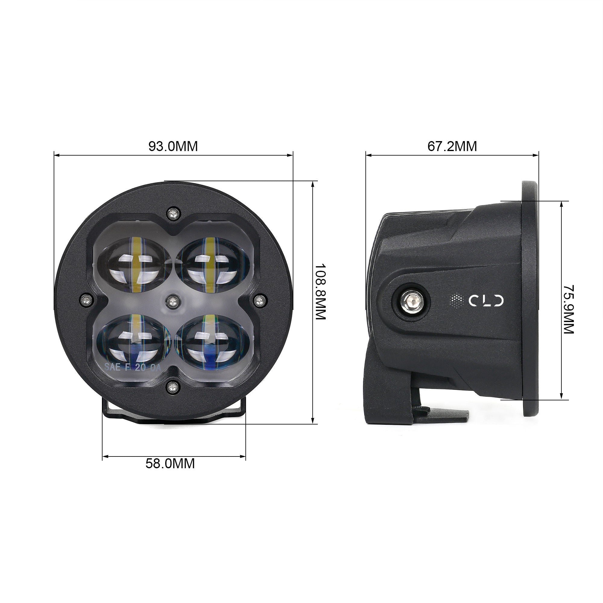 CLD CLDPRFG - 3" Street Legal LED Pod Light - Auxiliary Round Fog Light (620 Lumens)