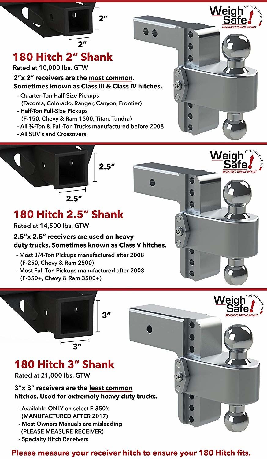 Weigh Safe CTB10-2 - Turnover Ball 10" Drop Hitch with 2" Shank