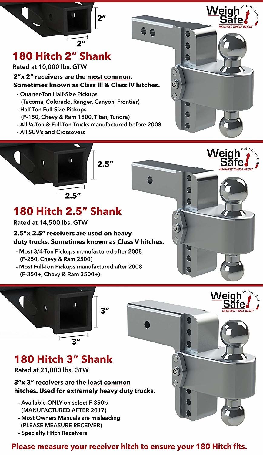 Weigh Safe CTB6-2 - Turnover Ball 6" Drop Hitch with 2" Shank