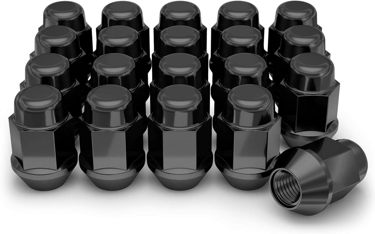 Ceco CD1709SBK-5 - (20) Black Bulge Acorn 2-PC Lug Nuts 14x1.50 35mm 19mm Hex