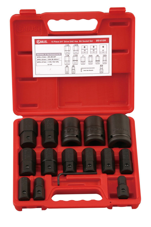 15PCES 3/4"DR SAE HEX BIT SOCK