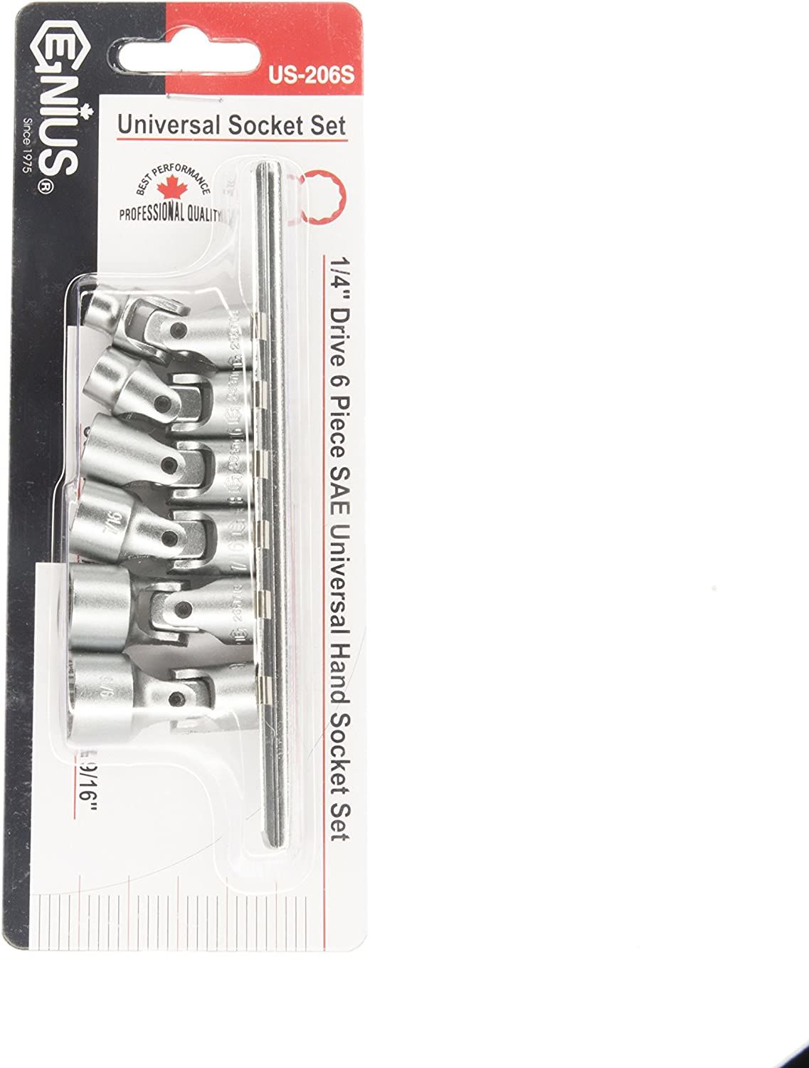 Genius US-206S - 1/4" Drive SAE Universal Hand Socket Set - 6 Pieces