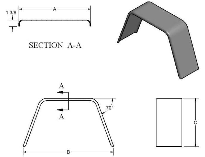 Kampco A6701-TP - Utility Fender 10" Wide