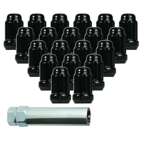 RTX® • TN0208B-20 • Lug Nut Kits • Spline Drive Lug Nuts & Key • Black • Conical • 14M X 1.5