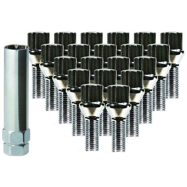 RTX® • TB0106-20 • Lug Bolt Kits • Spline Drive Lug Bolts & Key • Chrome • Conical • 12M X 1.25