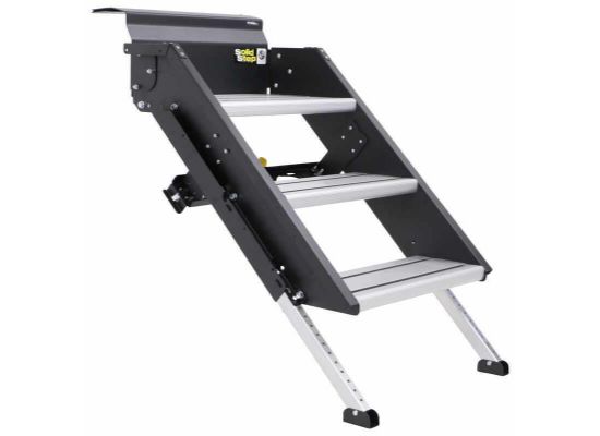 Lippert Components 791573 - SolidStep Manual Fold-Down Steps for 30" to 36" Wide RV Door Frames - Triple - Aluminum