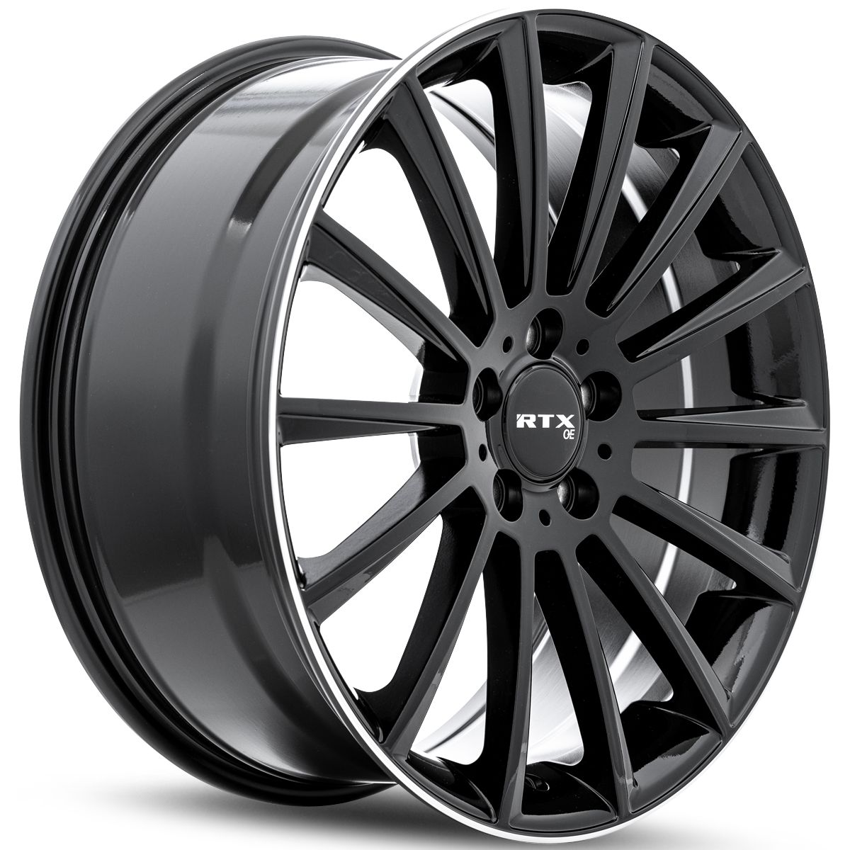 RTX® (OE) • 083249 • MB-02 • Gloss Black with Machined Lip • 20x8.5 5x112 ET38 CB66.6