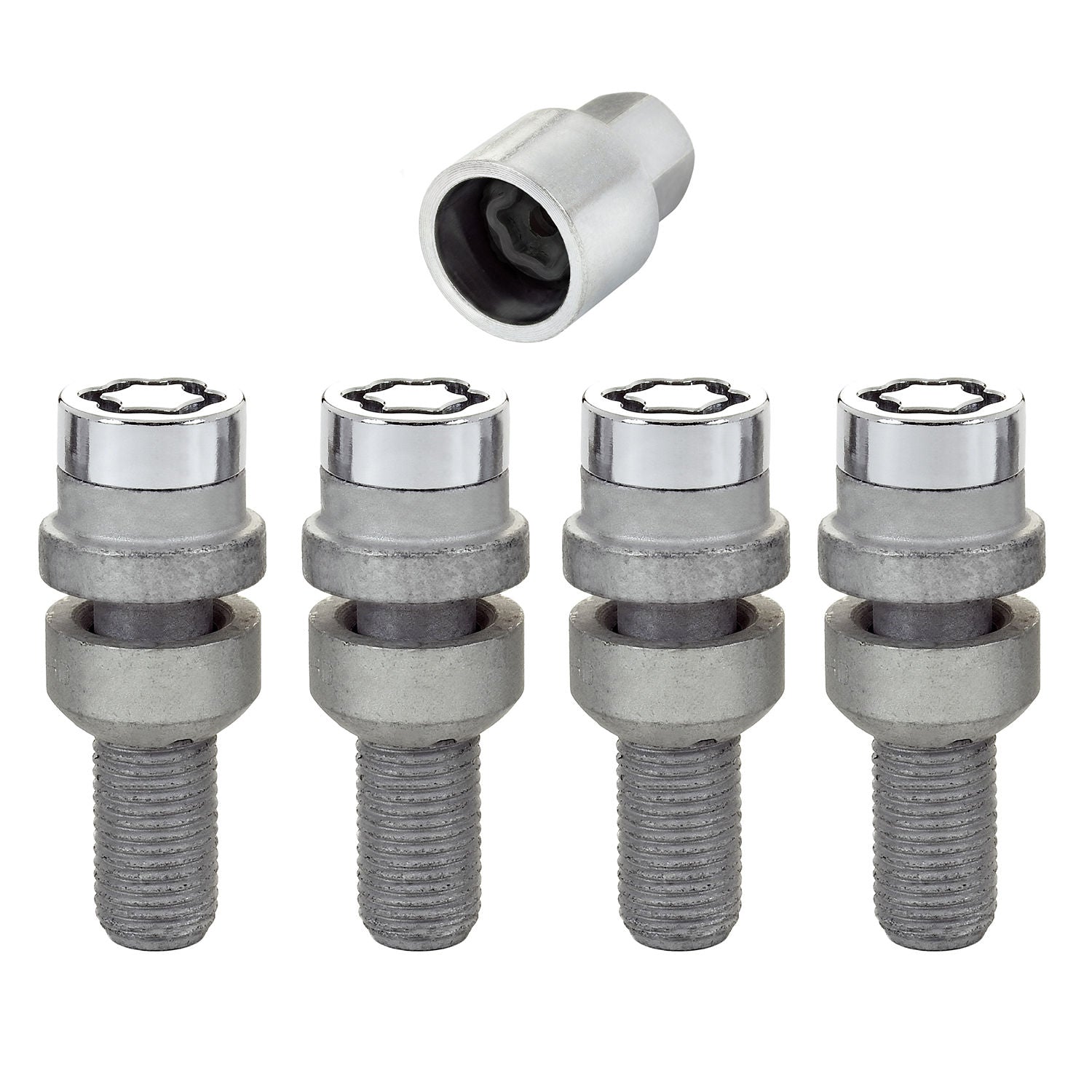 McGard MG28020 - Chrome Radius Seat Bolt Lock (Set of 4) 57.4mm Overall Length 27.9mm Thread Length 17mm Hex 14MX1.5