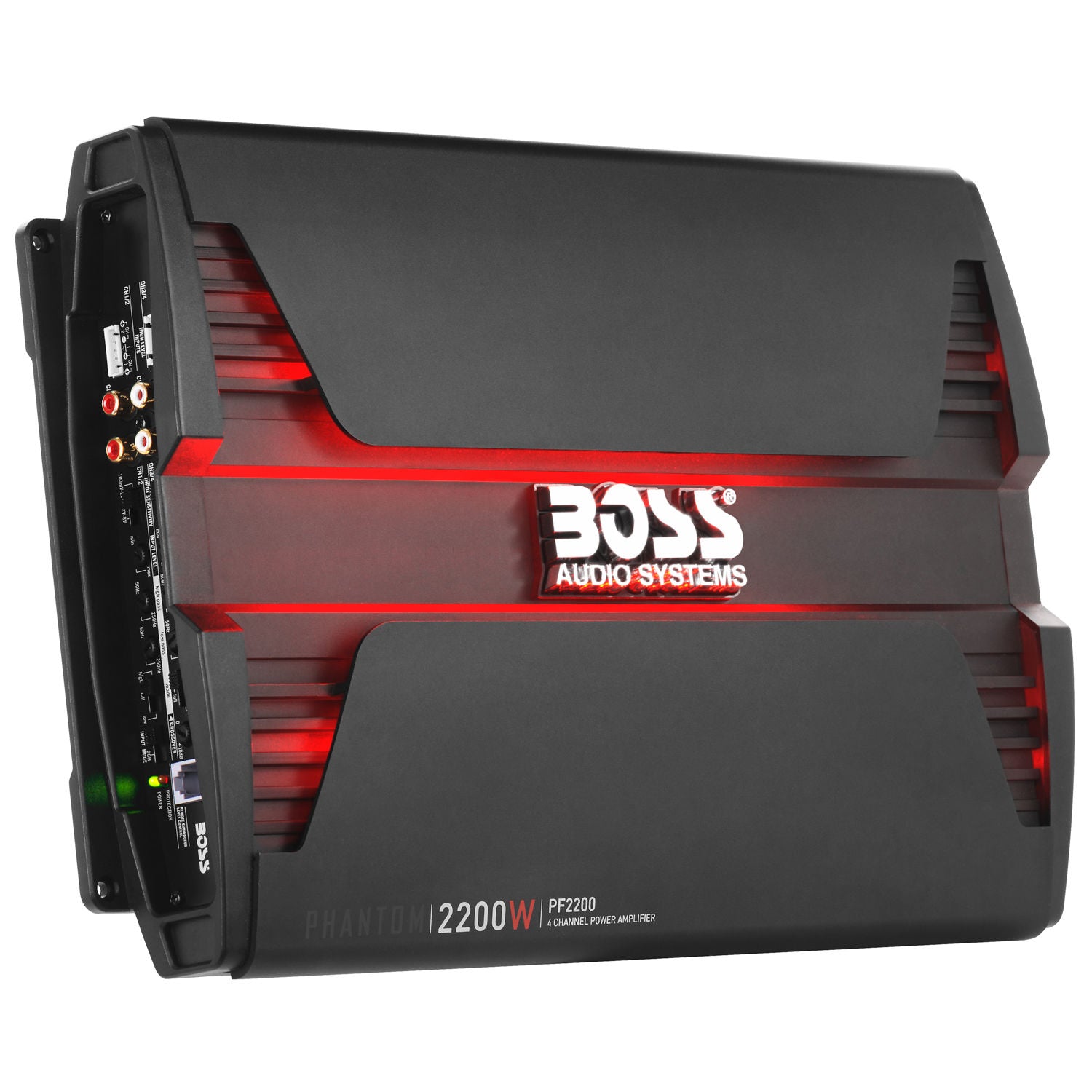 Boss PF2200 - Phantom MODEL 2200W High Output 4 Channel Full Range, Class A/B Amplifier Dim:15.5"L 10.31"W 2.25"H