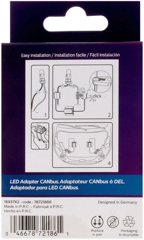 Philips 18957X2 - (2) 21W CanBus Warning canceller for Exterior LEDs