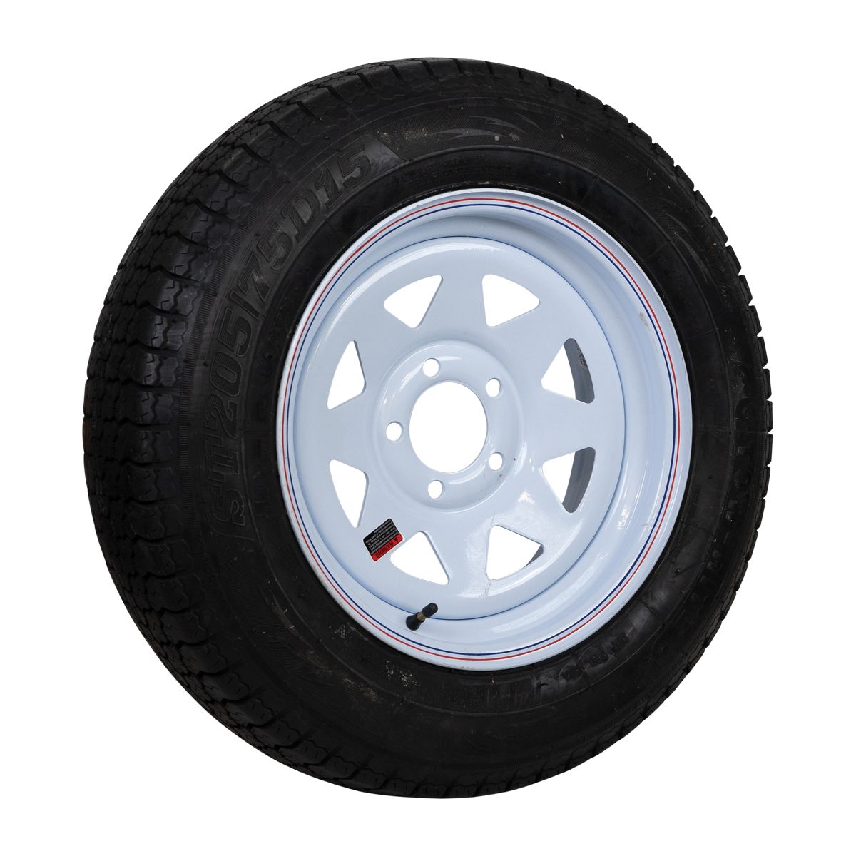 Tow-Rite RDG3736-WS5 - Tire & Rim ST205/75D15 LRC White Spoke 3.19