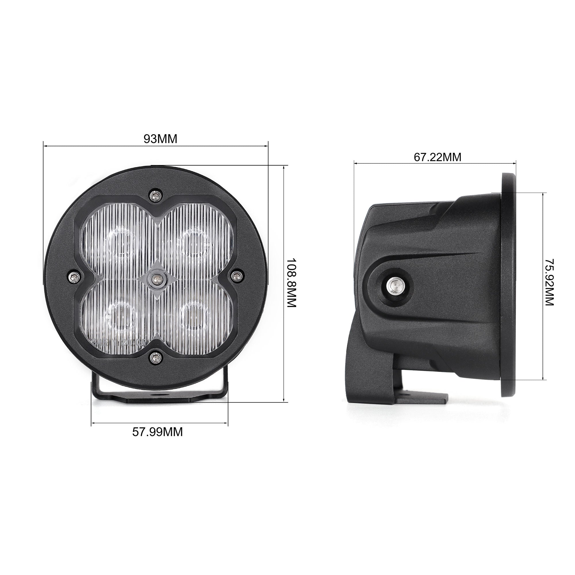 RTXOA5G3511 - 3" Cube Pod Light, Round, High Beam 914Lm