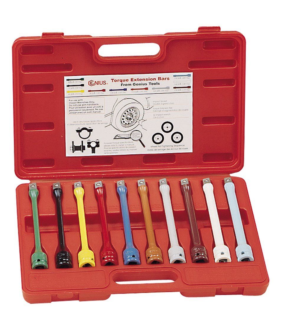 Genius TO-410EXT - 10 Pieces Torque Extension Bar Set, 1/2" Drive