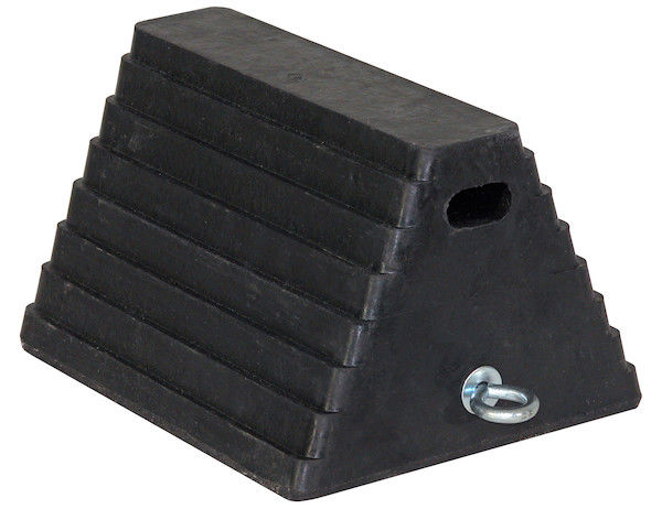 HEAVY DUTY RUBBER WHEEL CHOCK WITH CHAIN EYE 10X8X6"