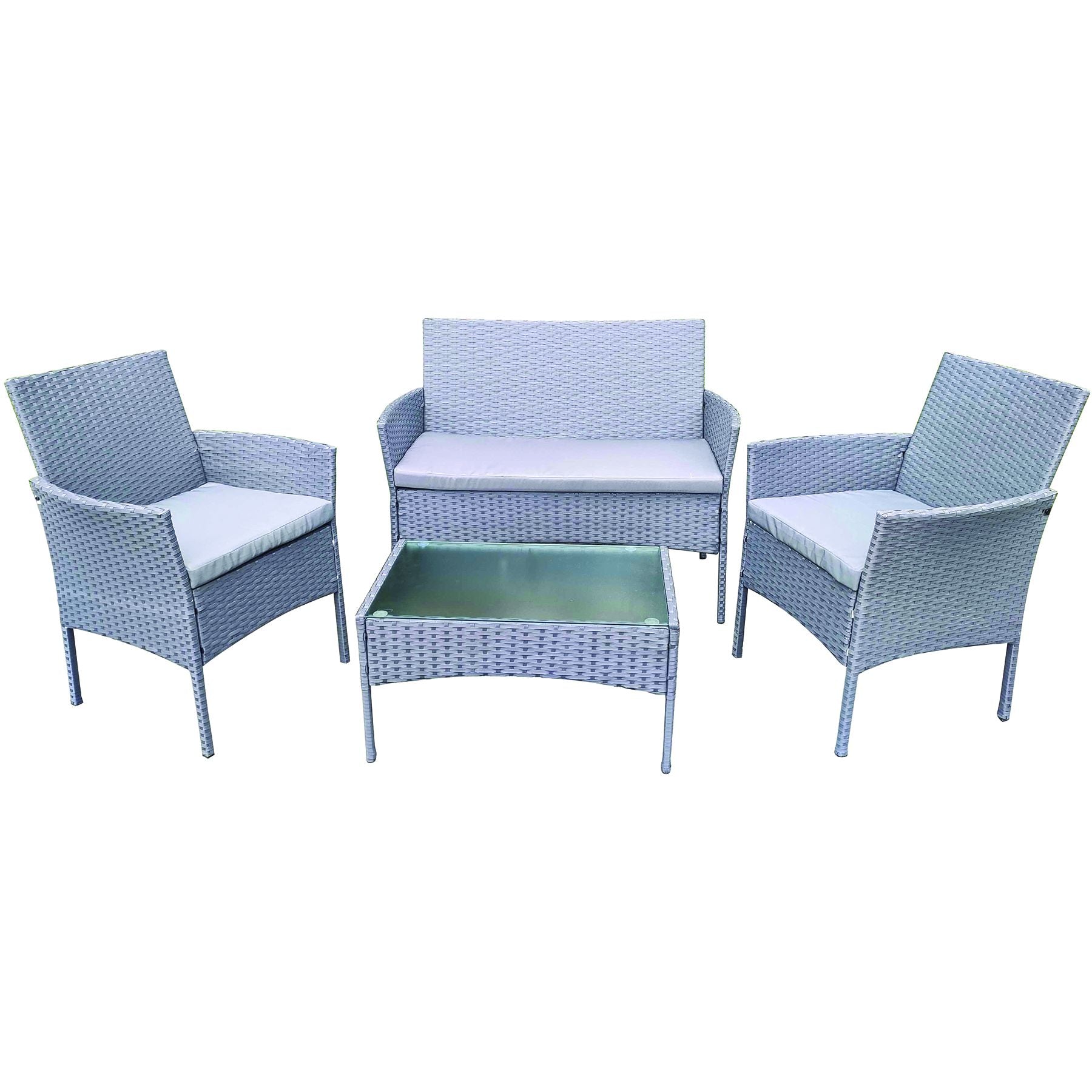 Willion WR-S008AG - 4pcs Rattan Garden Sofa set full steel Grey