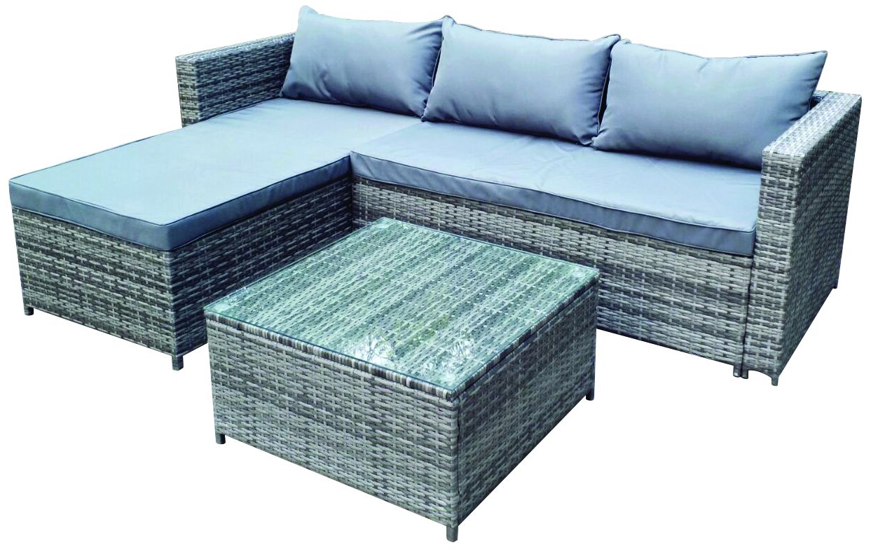 Willion WR-S087G - 3 Pcs Rattan Garden Sofa with Table Grey