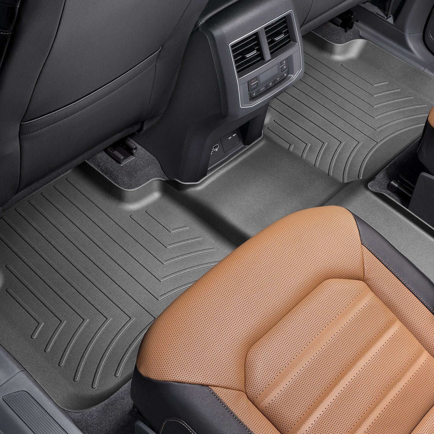 Weathertech® • 4410842 • FloorLiner • Molded Floor Liners • Black • Second Row • Volkswagen Atlas (with 2nd Row Bucket Seats) 18-24