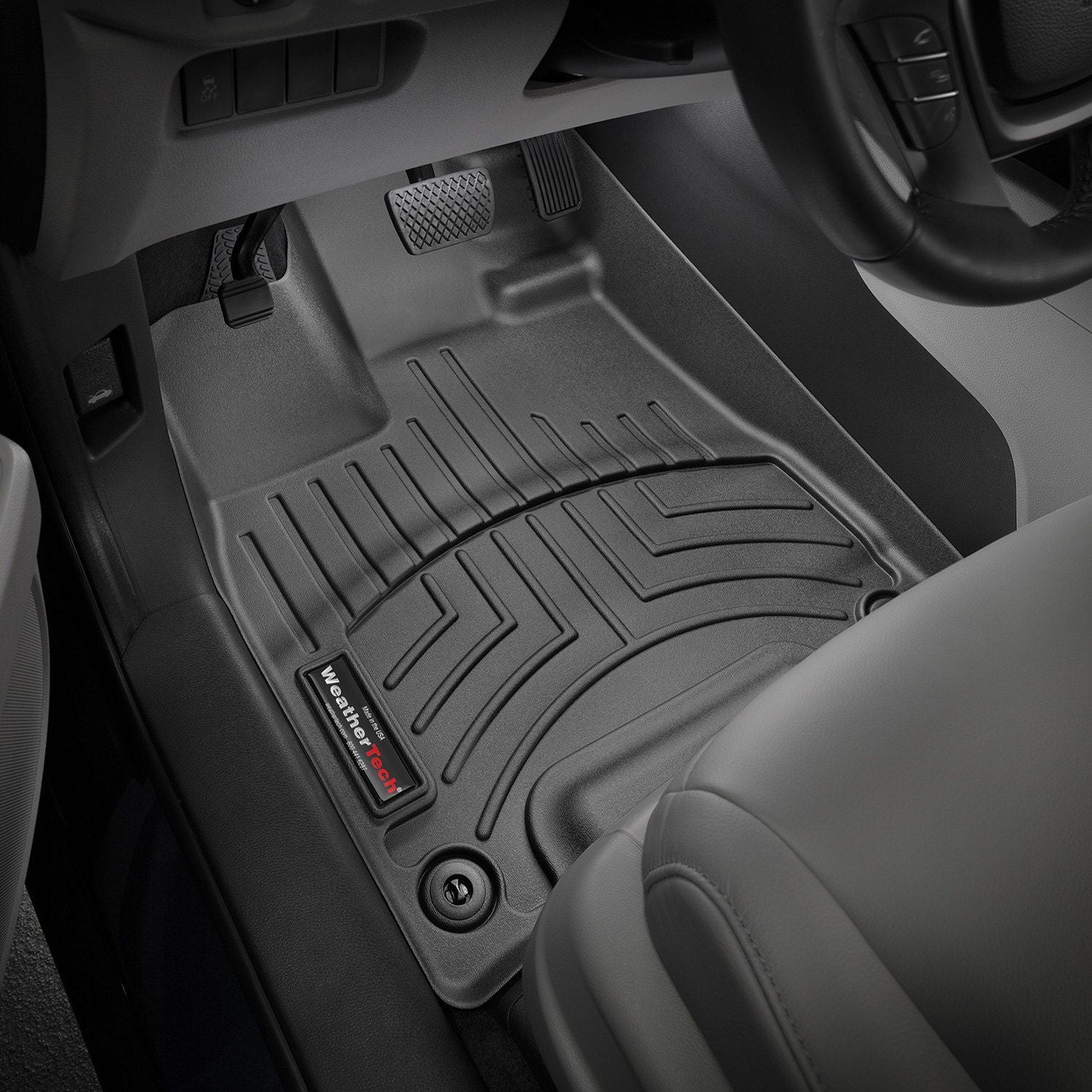 Weathertech® • 448391 • FloorLiner • Molded Floor Liners • Black • First Row • Honda Pilot (8 Pass.) 16-22 / Passport 19-23