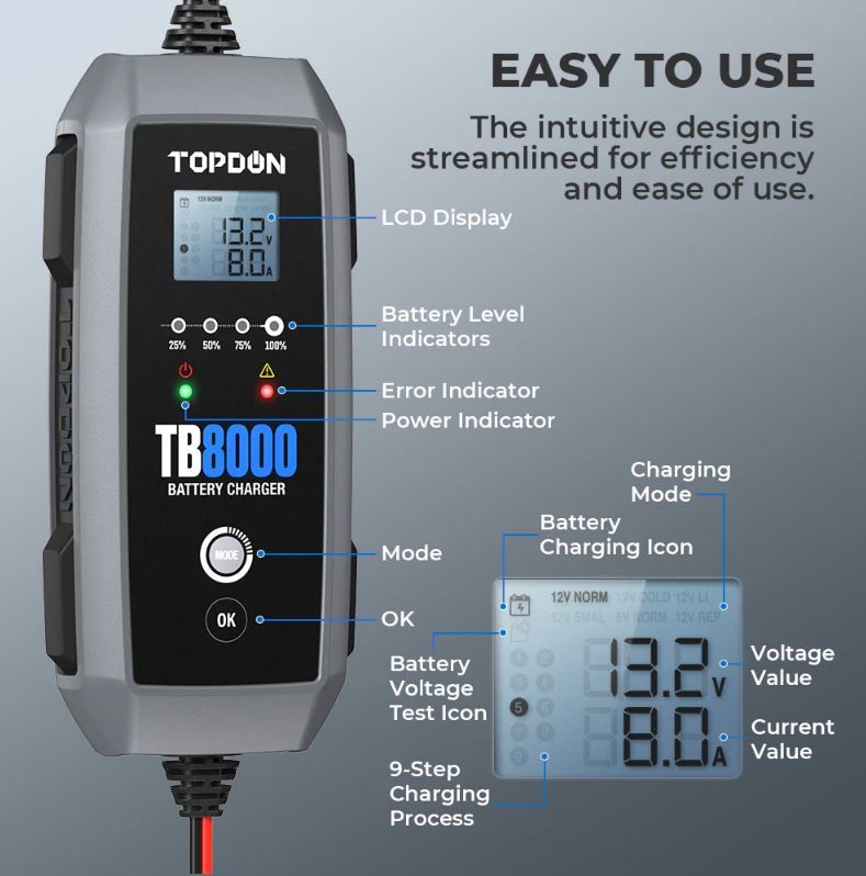 Topdon TB8000 - Smart Battery Charger