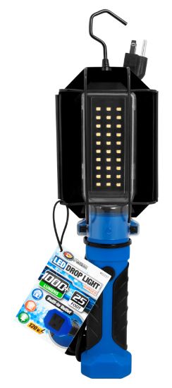 Performance Tool W2237 - 25' 18GA 1,000 lumen 120V LED Drop Light with Extra Built in 120V Outlet, 1 Pack