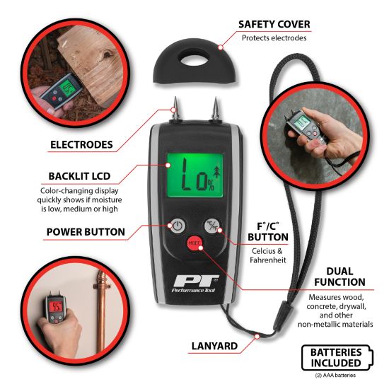 Performance Tools W89718 - Digital Moisture Meter Detector